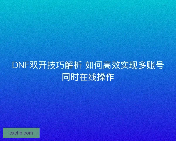 DNF双开技巧解析 如何高效实现多账号同时在线操作