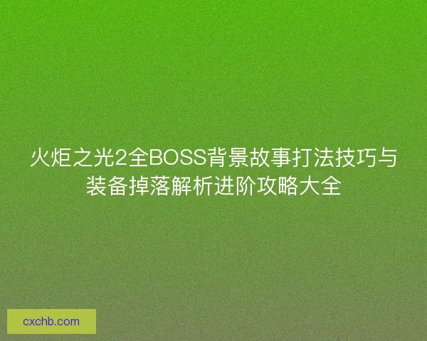 火炬之光2全BOSS背景故事打法技巧与装备掉落解析进阶攻略大全